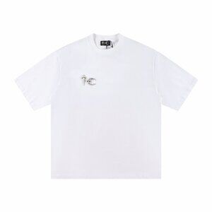 Thug Club Minimalist White T Shirt With Silver Accents